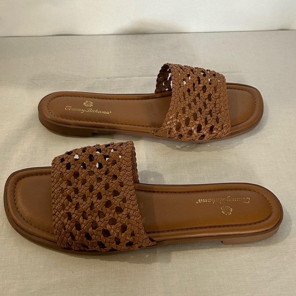 Tommy Bahama - Brown Woven Slide Sandals - Picture 2 of 5